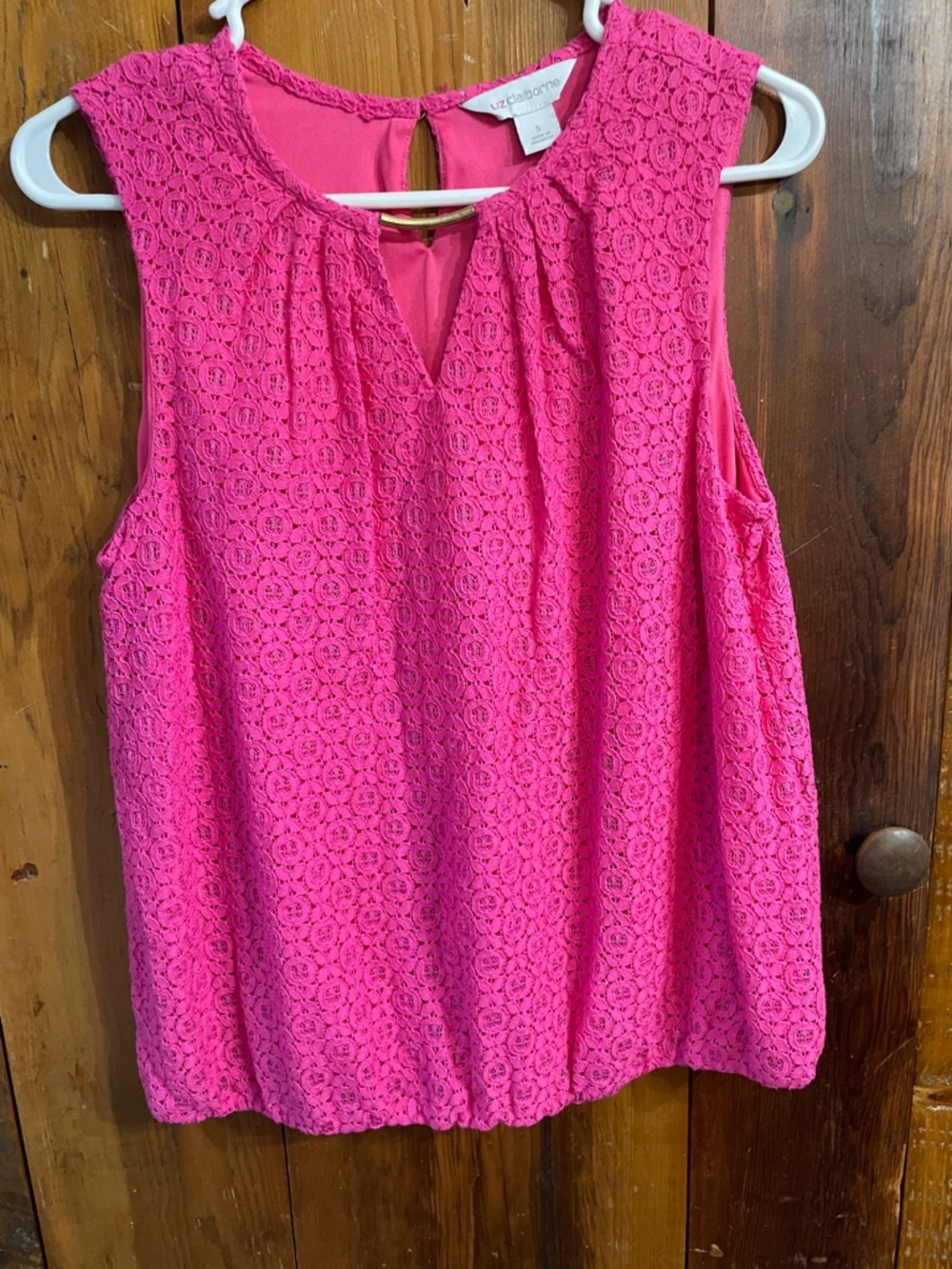 Liz Claiborne Hot Pink Lace Sleeveless Blouse